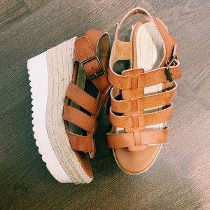 Brown Leather Wedges